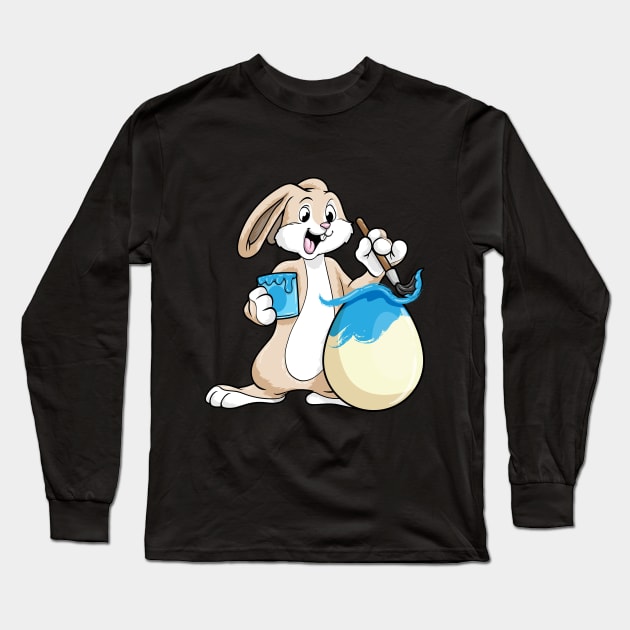 Bunny with Brush Paint pot Paint and Egg Long Sleeve T-Shirt by Markus Schnabel